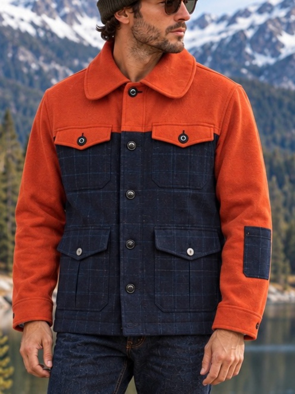 Goodale JackThreads Mens M Wool Field Jacket Orange Plaid Heritage Workwear